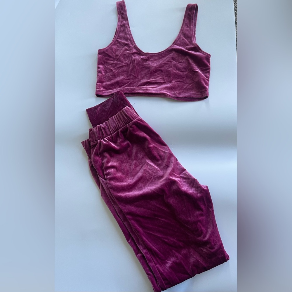 Fashion Nova Velvet Two-Piece Set in Deep Purple